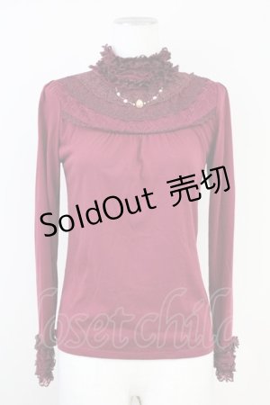 画像: axes femme / ネックレス風ハイネックテレコカットソー  ボルドー T-25-05-16-015-AX-TO-SA-ZT