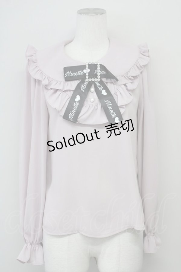 画像1: Ank Rouge / ロゴリボンヨークフリルブラウス M ピンク T-25-05-18-004-CA-BL-SA-ZT (1)