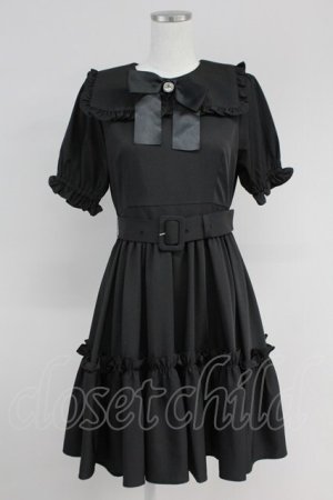 画像: Ank Rouge / フリルカラーバックルベルトワンピース M ブラック T-25-05-23-015-CA-OP-SA-ZT