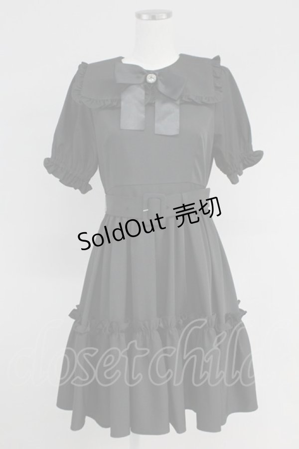 画像1: Ank Rouge / フリルカラーバックルベルトワンピース M ブラック T-25-05-23-015-CA-OP-SA-ZT (1)