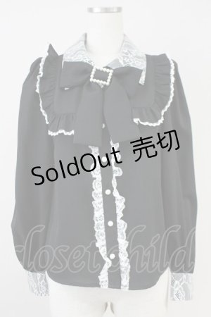 画像: Ank Rouge / ヨークフリル配色ブラウス M ブラック T-25-05-23-005-CA-BL-SA-ZT