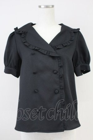 画像: Ank Rouge / フリルセーラー半袖ブラウス M ブラック T-25-05-23-006-CA-BL-SA-ZT