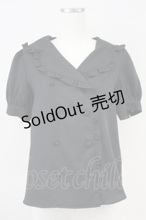 画像: Ank Rouge / フリルセーラー半袖ブラウス M ブラック T-25-05-23-006-CA-BL-SA-ZT