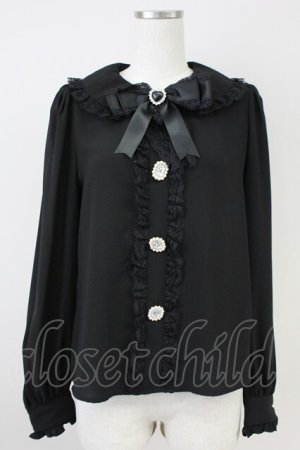 画像: Ank Rouge / ラッセルレース&ビジューボタンブラウス M ブラック T-25-05-23-007-CA-BL-SA-ZT