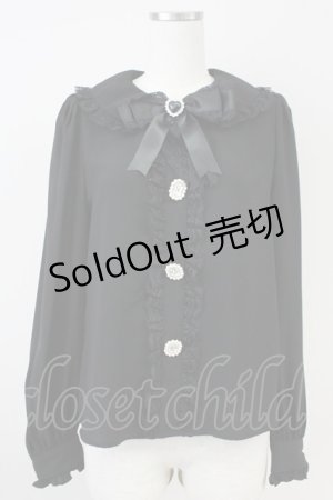 画像: Ank Rouge / ラッセルレース&ビジューボタンブラウス M ブラック T-25-05-23-007-CA-BL-SA-ZT370