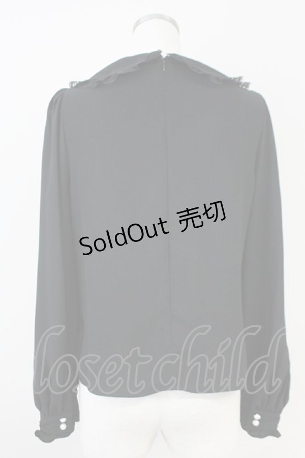 画像2: Ank Rouge / ラッセルレース&ビジューボタンブラウス M ブラック T-25-05-23-007-CA-BL-SA-ZT370 (2)