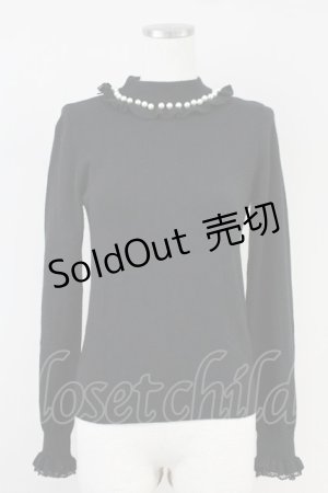 画像: Ank Rouge / パールフリルニット M ブラック T-25-05-23-002-CA-TO-SA-ZT
