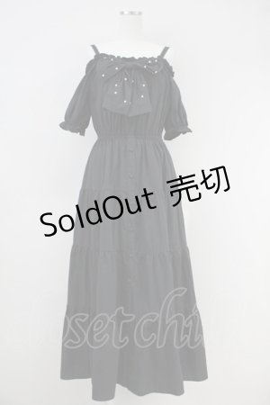 画像: 【SALE】Ank Rouge / パールリボンティアードロングワンピース M ブラック T-25-05-23-013-CA-OP-SA-ZT094