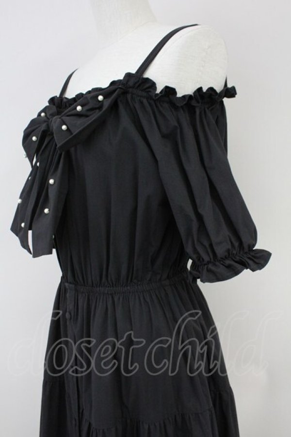 画像3: Ank Rouge / パールリボンティアードロングワンピース M ブラック T-25-05-23-013-CA-OP-SA-ZT094 (3)