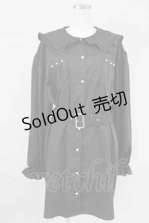 画像: Ank Rouge / セーラーBigシャツチュニック M ブラック T-25-05-23-014-CA-BL-SA-ZT