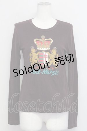 画像: Jane Marple / クラウンエンブレムプリントカットソー  ボルドー T-25-06-06-019-JM-TO-SA-ZT