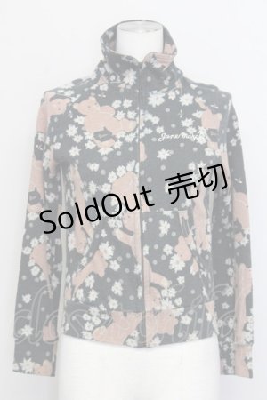 画像: Jane Marple / くまマーガレットハイネックZIPトップス  黒ＸブラウンＸ白 T-25-06-06-021-JM-TO-SA-ZT435