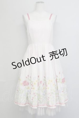 画像: Emily Temple cute / 刺繍風お花プリントジャンパースカート  ピンク T-25-06-06-025-ET-OP-SA-ZT