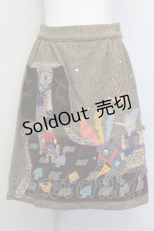 画像: Jane Marple / ピノキオアップリケスカート M ブラウン T-25-06-06-026-JM-SK-SA-ZT435