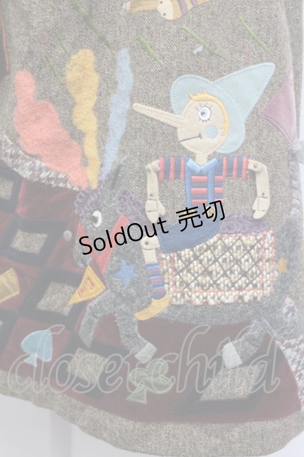 画像6: Jane Marple / ピノキオアップリケスカート M ブラウン T-25-06-06-026-JM-SK-SA-ZT435 (6)