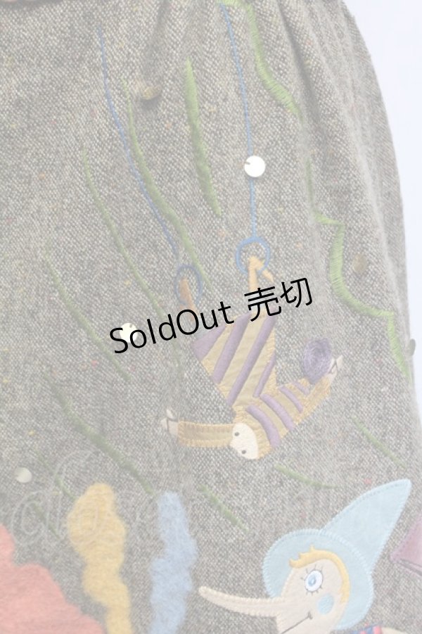 画像7: Jane Marple / ピノキオアップリケスカート M ブラウン T-25-06-06-026-JM-SK-SA-ZT435 (7)