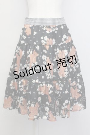 画像: Jane Marple / くまマーガレットスカート  黒Ｘブラウン T-25-06-06-027-JM-SK-SA-ZT350