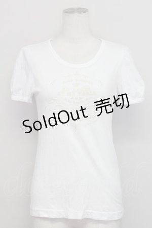 画像: Jane Marple / ロゴプリント半袖カットソー  白Ｘブラウン T-25-06-06-004-JM-TO-SA-ZT045