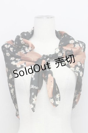 画像: Jane Marple / くまマーガレットスカーフ  黒Ｘブラウン T-25-06-06-030-JM-ZA-SA-ZT437