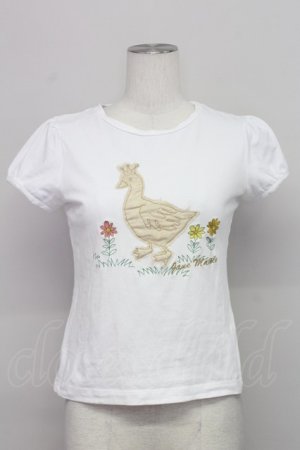 画像: Jane Marple / 白鳥刺繍ワッペン半袖カットソー  白 T-25-06-06-005-JM-TO-SA-ZT
