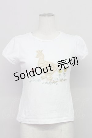 画像: Jane Marple / 白鳥刺繍ワッペン半袖カットソー  白 T-25-06-06-005-JM-TO-SA-ZT045