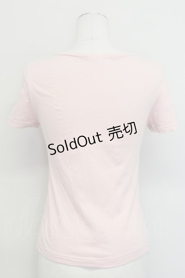 画像2: Jane Marple / ドットリボン&ギンガムロゴ半袖カットソー  ピンクＸ白 T-25-06-06-014-JM-TO-SA-ZT129 (2)