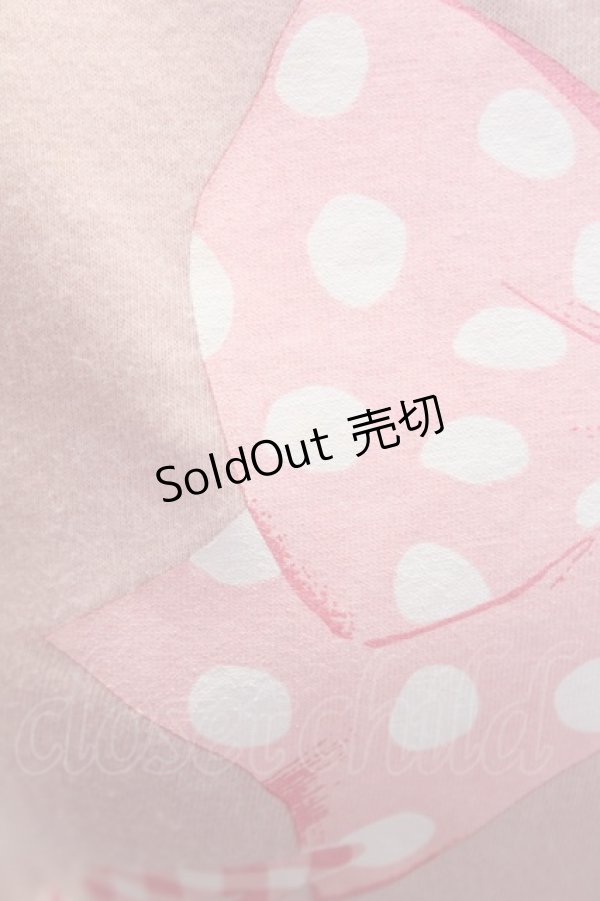 画像5: Jane Marple / ドットリボン&ギンガムロゴ半袖カットソー  ピンクＸ白 T-25-06-06-014-JM-TO-SA-ZT129 (5)