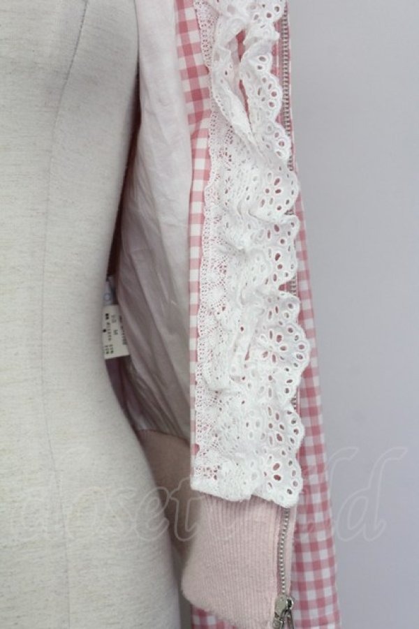 Jane Marple / ギンガムチェックブルゾン ピンクX白 T-25-06-06