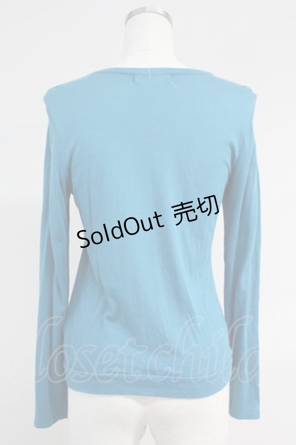 画像2: Jane Marple / フロントレースカットカーディガン  青Ｘ白 T-25-06-09-016-JM-TO-SA-ZT019 (2)