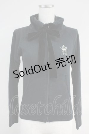 画像: Jane Marple / JM刺繍ハイネックZIPトップス  黒 T-25-06-09-021-JM-TO-SA-ZT019