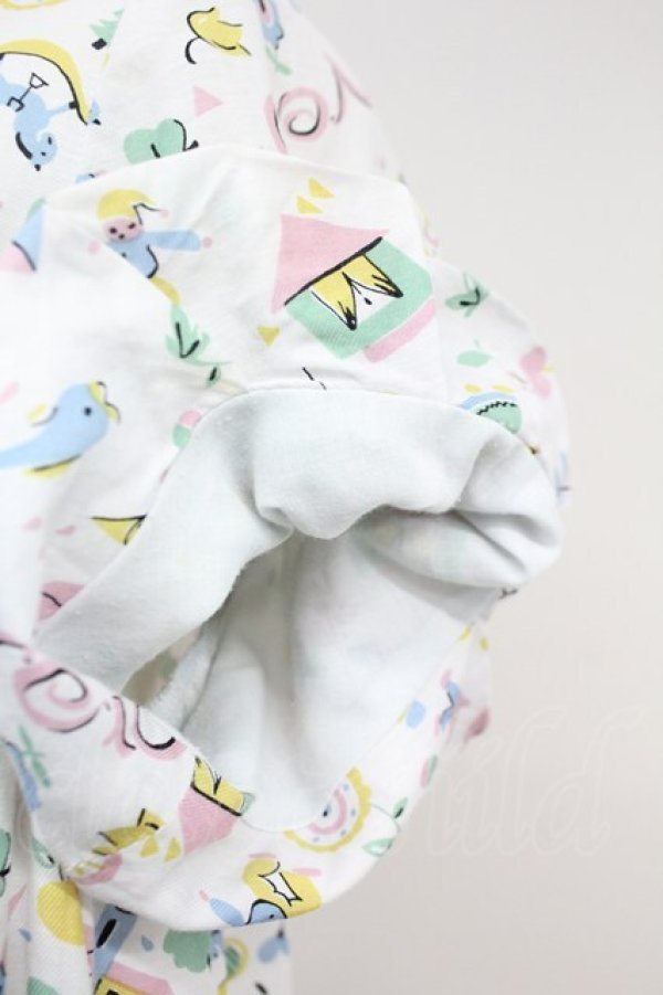 画像8: Jane Marple / おもちゃ総柄半袖ワンピース  白Ｘグリーン T-25-06-09-032-JM-OP-SA-ZT151 (8)