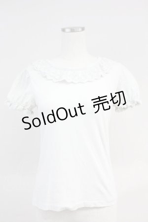 画像: Jane Marple / レース襟&半袖切り替えカットソー  グレー T-25-06-09-010-JM-TO-SA-ZT