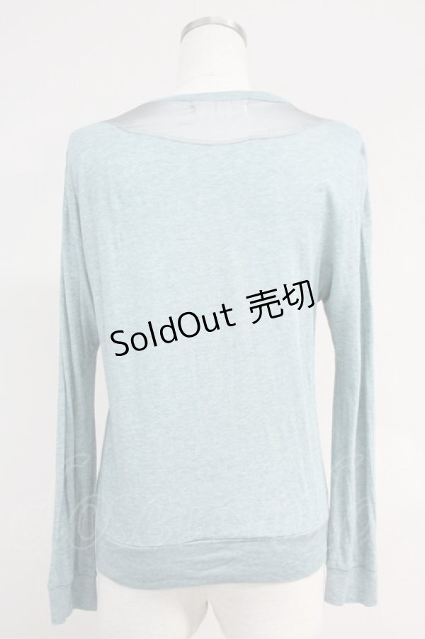 画像2: Jane Marple / フロントサテンリボンデザインカーディガン  サックスＸグレー T-25-06-09-012-JM-TO-SA-ZT019 (2)