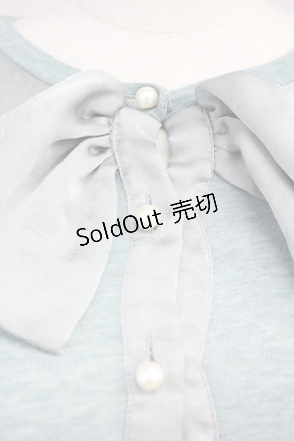 画像3: Jane Marple / フロントサテンリボンデザインカーディガン  サックスＸグレー T-25-06-09-012-JM-TO-SA-ZT019 (3)