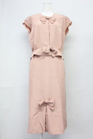 画像: PINK HOUSE / ドット柄フリルリボンセットアップ  ピンク T-25-06-16-012-LO-BL-SA-ZT