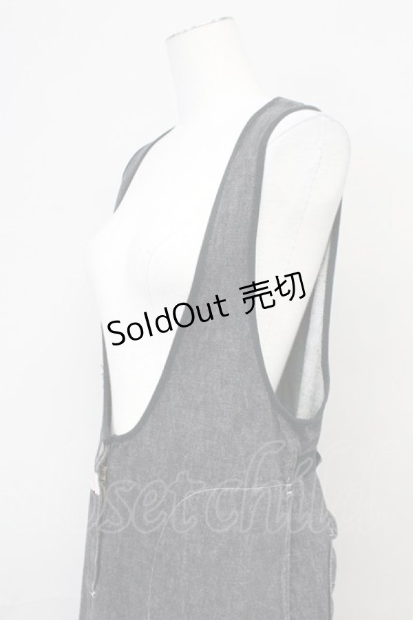 画像3: PINK HOUSE / ポケットステッチデニムジャンパースカート  ブラック T-25-06-16-014-LO-OP-SA-ZT257 (3)