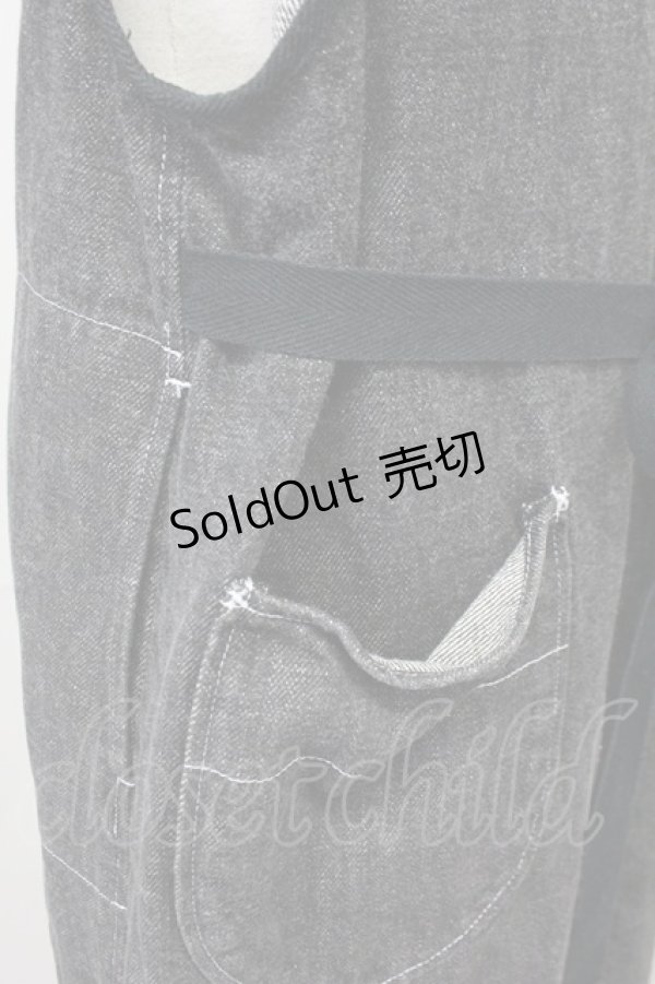 画像5: PINK HOUSE / ポケットステッチデニムジャンパースカート  ブラック T-25-06-16-014-LO-OP-SA-ZT257 (5)