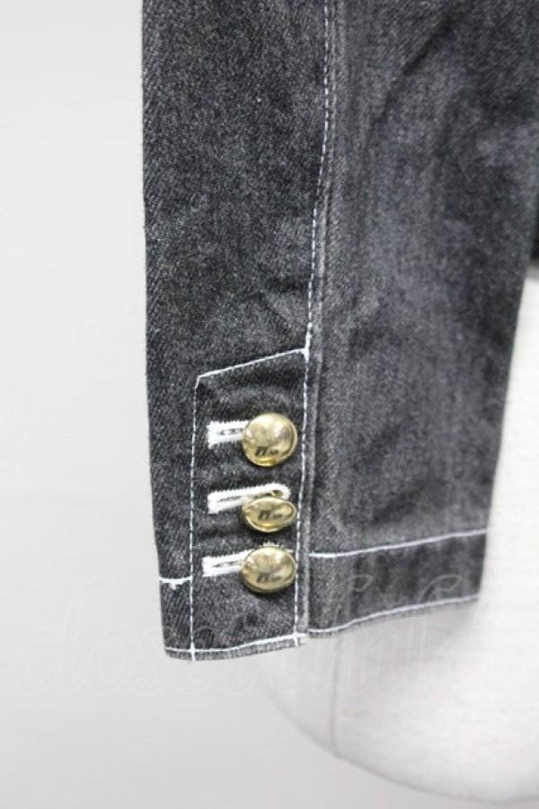 画像3: PINK HOUSE / ノーカラーデニムジャケット  ブラック T-25-06-16-003-LO-JA-SA-ZT268 (3)