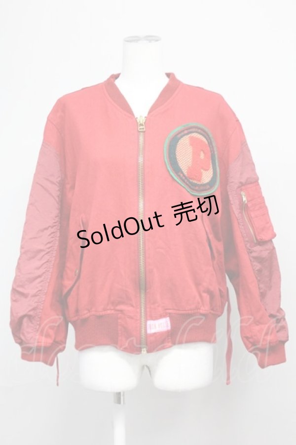 画像1: PINK HOUSE / Pワッペン&ビッグPプリントブルゾン  レッド T-25-06-16-008-LO-JA-SA-ZT259 (1)
