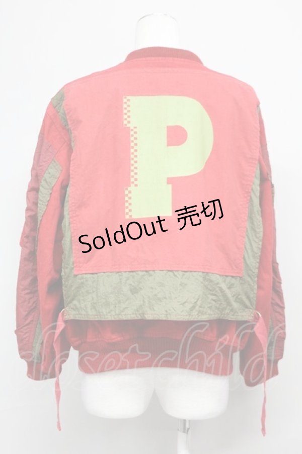 画像2: PINK HOUSE / Pワッペン&ビッグPプリントブルゾン  レッド T-25-06-16-008-LO-JA-SA-ZT259 (2)