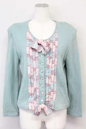 画像: PINK HOUSE / チェックフリルカットカーディガン  グリーン T-25-06-21-005-LO-TO-SA-ZT