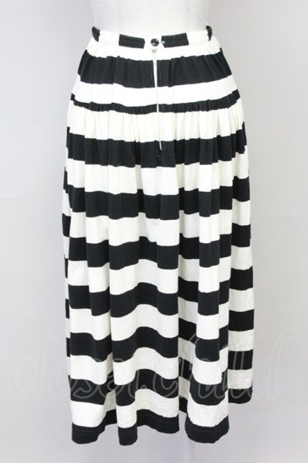 画像2: PINK HOUSE / ボーダーカットスカート  アイボリー×ブラック T-25-06-21-019-LO-SK-SA-ZT373 (2)