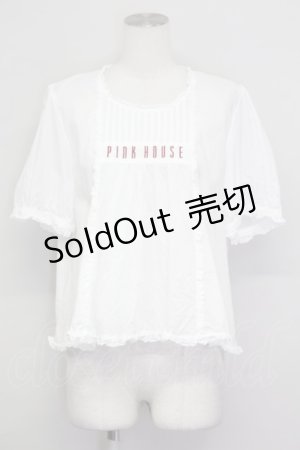 画像: PINK HOUSE / ロゴ刺繍入りブラウス  白 T-25-06-23-001-LO-BL-SA-ZT