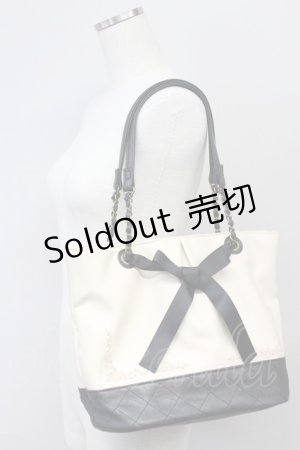 画像: axes femme / インポーチ付きバッグ  ベージュ×クロ T-25-06-27-007-AX-BG-OW-ZT171