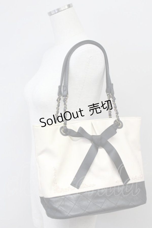 画像1: axes femme / インポーチ付きバッグ  ベージュ×クロ T-25-06-27-007-AX-BG-OW-ZT171 (1)