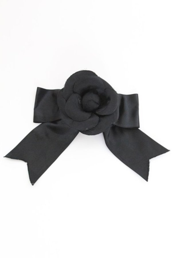 画像1: INGEBORG / カメリアリボンコサージュ  クロ T-25-06-28-016-LO-AC-OW-ZT432-F004 (1)