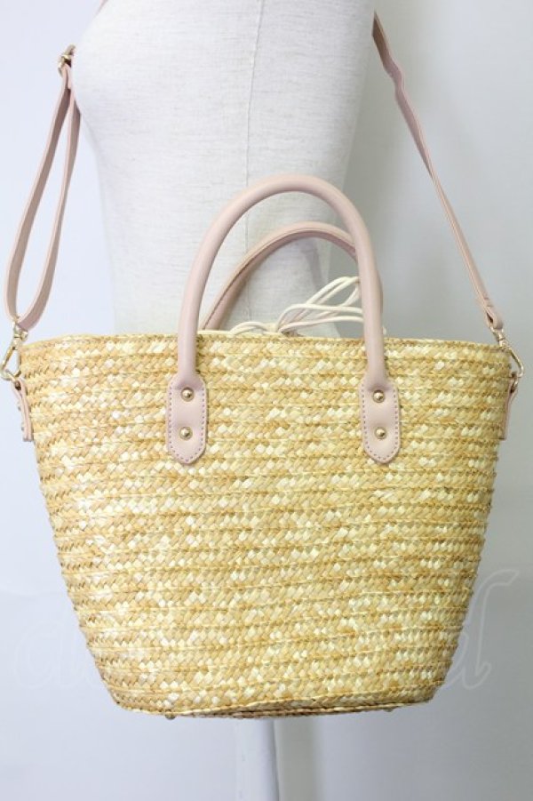 画像3: axes femme / バラ型押しポケットかごバッグ  ピンク T-25-06-28-009-AX-BG-OW-ZT088 (3)