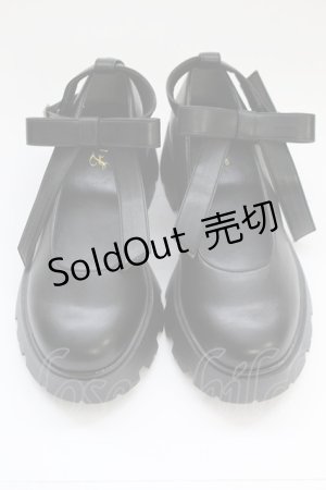画像: Fi.n.t / ビッグリボン厚底パンプス L クロ T-25-06-30-033-CA-SH-OW-ZT-K022