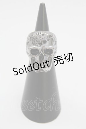 画像: HELL CAT PUNKS / スカル英字彫りリング 9 ガンメタ T-25-06-30-002-PU-AC-IG-ZT