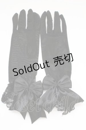 画像: GOTHその他 / リボン付きグローブ  ブラック T-25-06-30-017-EL-ZA-OW-ZT168-F006